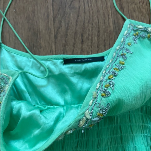 Elie Tahari green silk vintage embroidered ethereal babydoll tank top - Picture 3 of 6